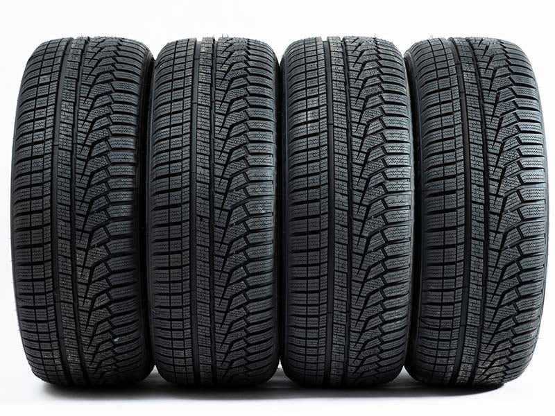 Tires standing up in a row